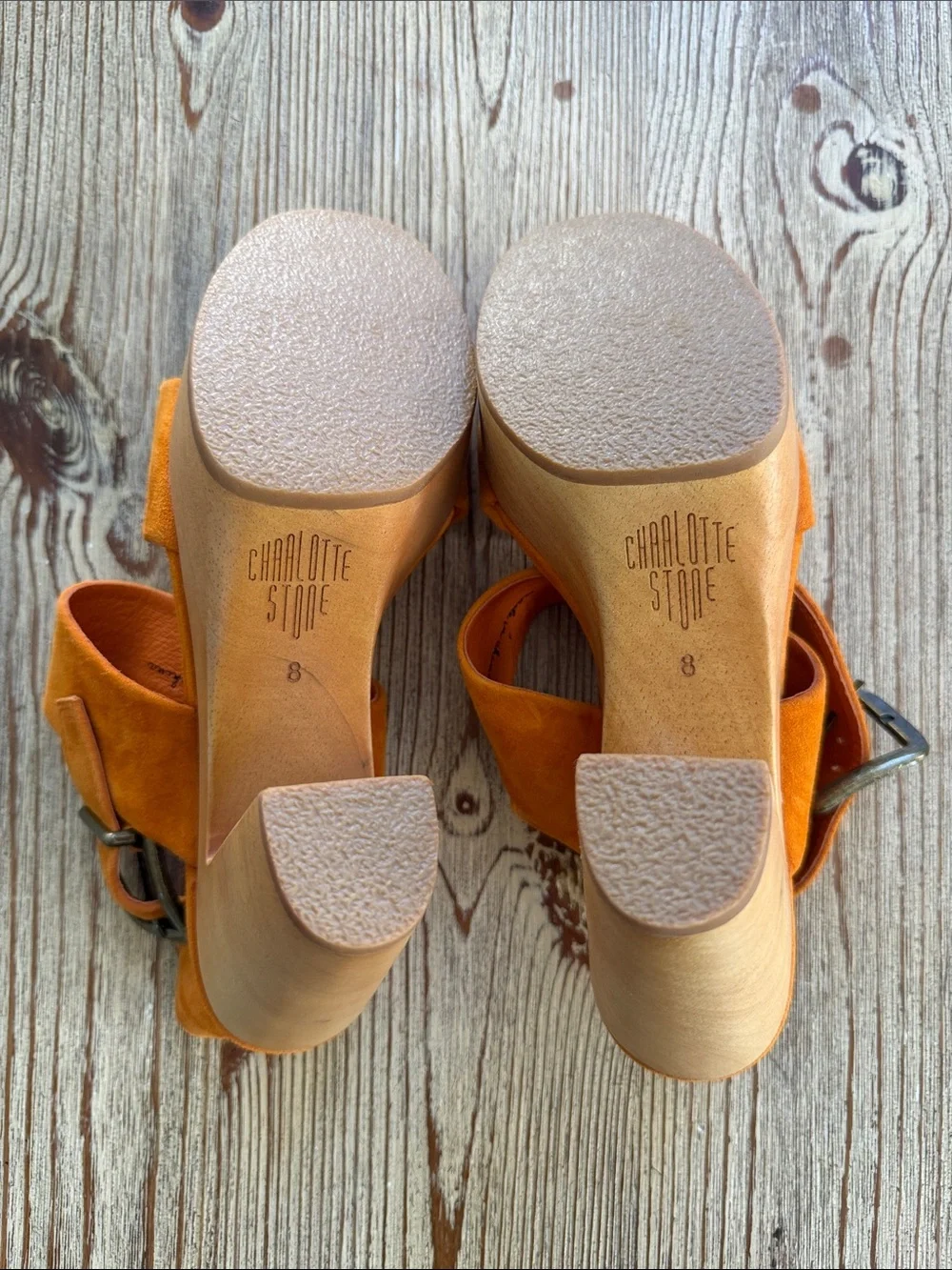 Charlotte Stone Women’s Suede Platform Sandals in Orange